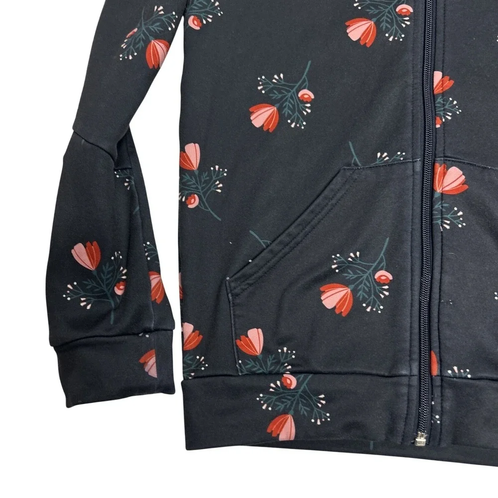 Maloja Girls Jacket Size Large Softshell Black & Floral Print Gorpcore Full Zip